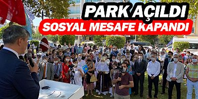 Antalya’da Kazak Abay Kunanbayoğlu'nun park açıldı, sosyal mesafe unutuldu.