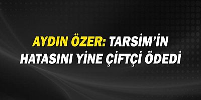 Aydın Özer: Tarsim'in hatasını yine çiftçi ödedi.