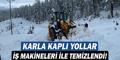 Karla kaplı yollar iş makineleri ile temizlendi!