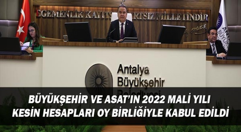 Büyükşehir ve ASAT’ın 2022 mali yılı  kesin hesapları oy birliğiyle kabul edildi