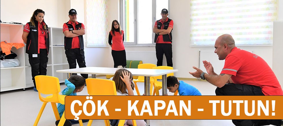 Konyaaltı'nda çocuklar da tatbikata katıldı.