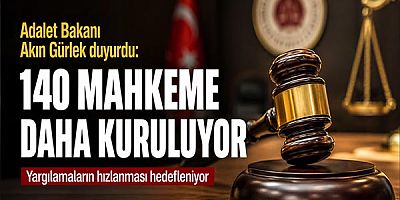 Adalet Bakanı Akın Gürlek duyurdu: 140 mahkeme daha kuruluyor