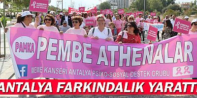 Antalya meme kanserine karşı yürüdü...