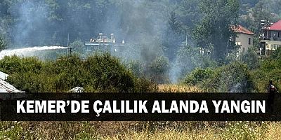 Kemer’de çalılık alanda yangın