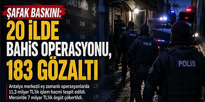 Şafak baskını: 20 ilde bahis operasyonu, 183 gözaltı