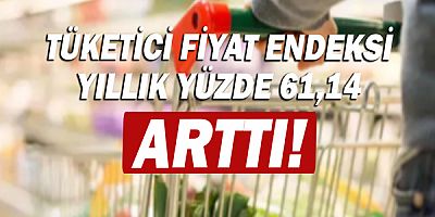 Tüketici fiyat endeksi yıllık yüzde 61,14, arttı!